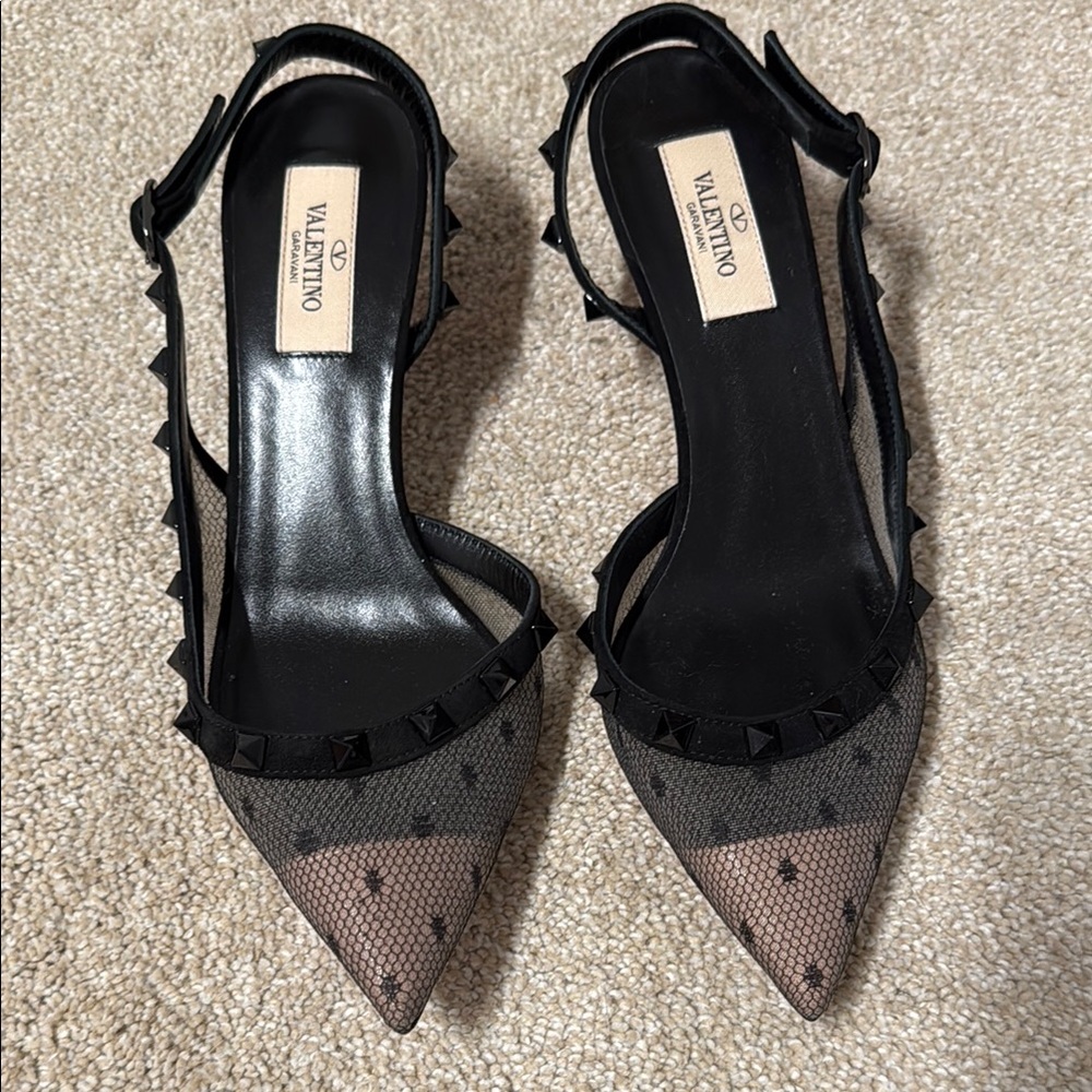 Valentino Black Patent Slingback Heels